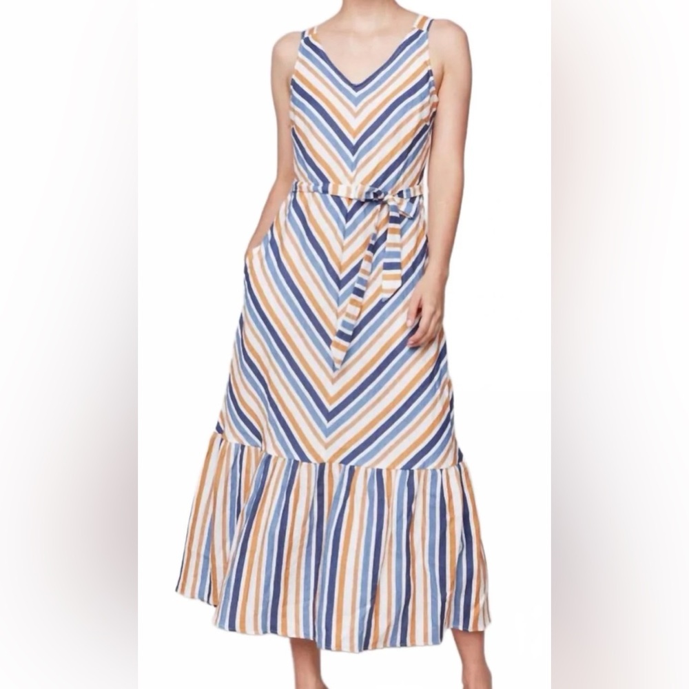 Charlie B Striped Blue and Orange Maxi Dress